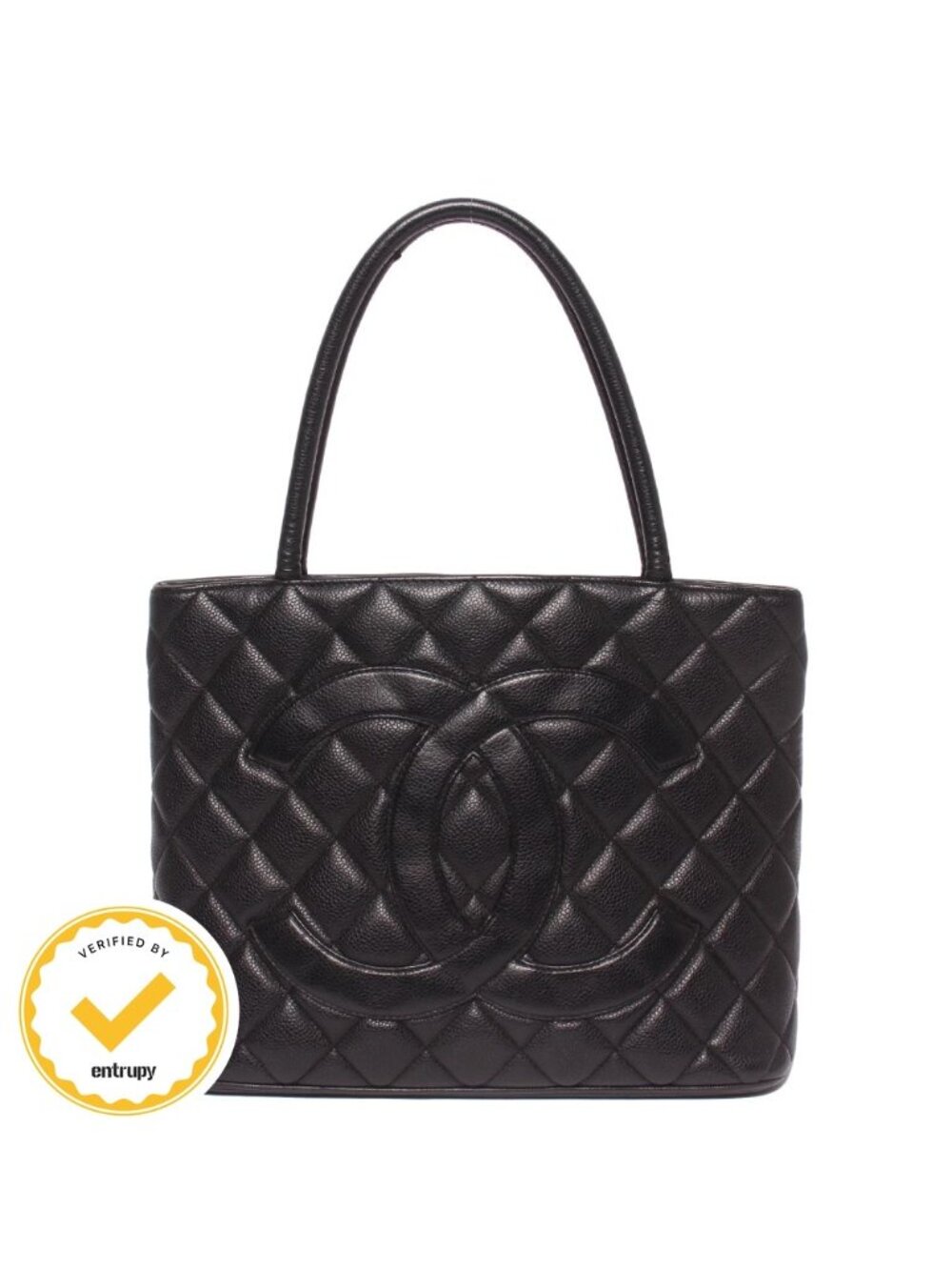 Chanel Tote Shoulder Bag Gold Caviar Leather